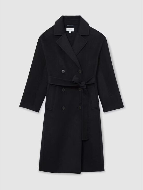 Reiss Jackets & Blazers - NEW, REISS Maeve Belted Double Breasted Wool Blend Coat in Navy Sz 6 #W209
